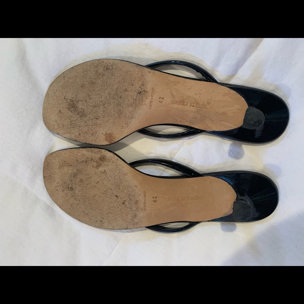 Manolo Blahnik Black Kitten Heel Sandals